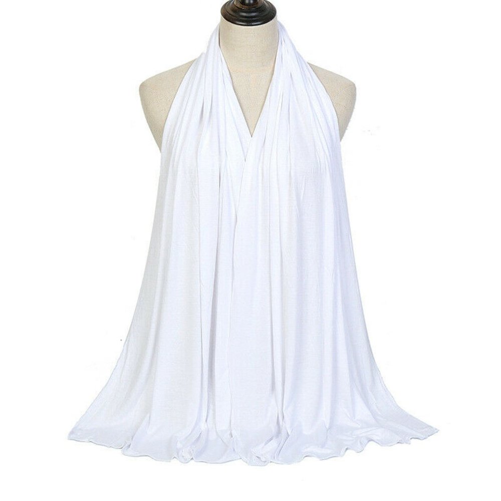 Jersey Cotton Solid Hijab Scarf Long Muslim Shawl Stretchy Soft Turban Wrap - Picture 6 of 11